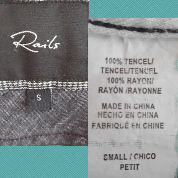 Rails Black Chambray Tencel Button Front Harper Shirt w/ Plaid Back - Picture 3 of 3